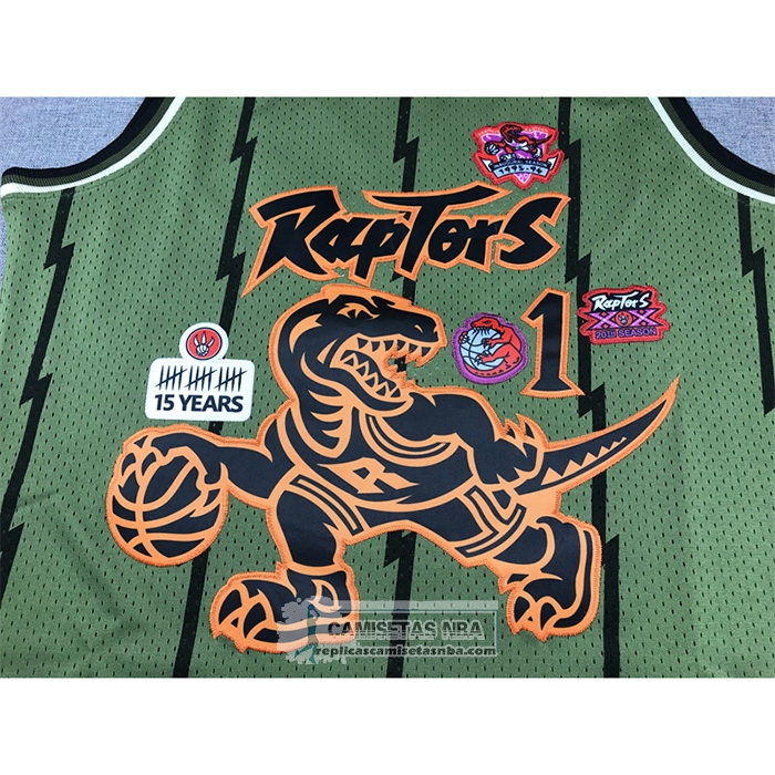 Camiseta Toronto Raptors Tracy McGrady NO 1 Mitchell & Ness 1998-99 Verde